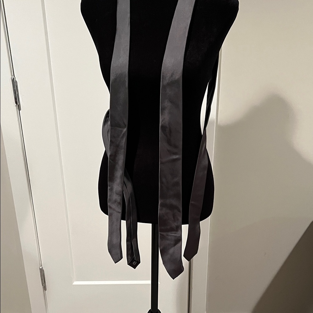 Express Black SatinTies - (1) is 2 inch width and (2) is 3 inch width